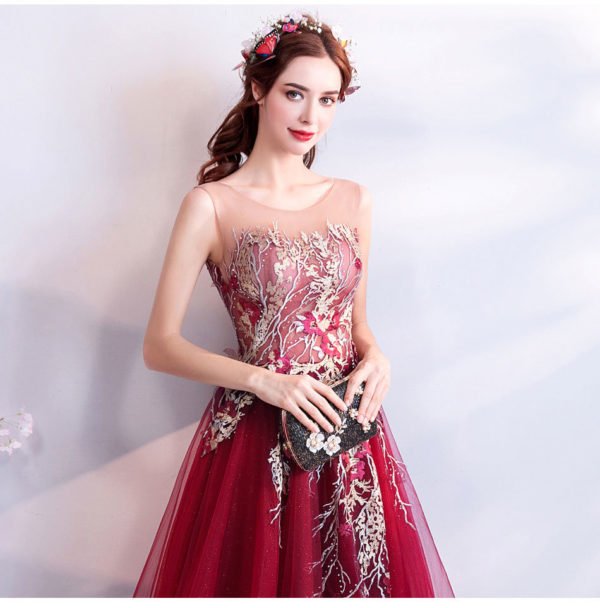 burgundy formal dress 763-05