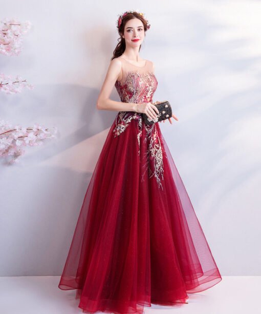 burgundy formal dress 763-12