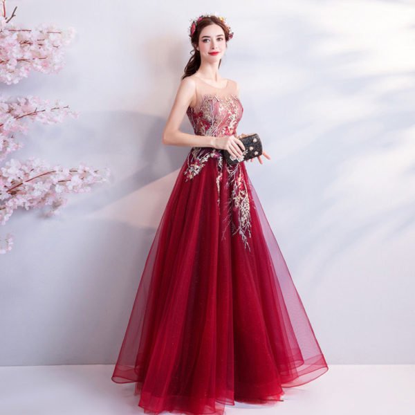 burgundy formal dress 763-12