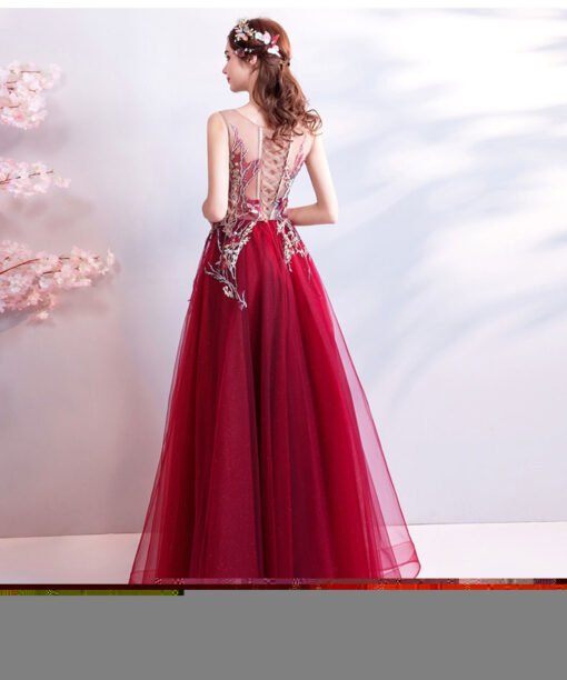 burgundy formal dress 763-13