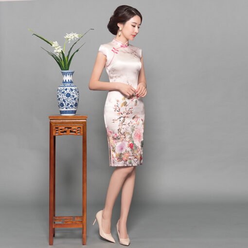 cheongsam dress pink 744-02