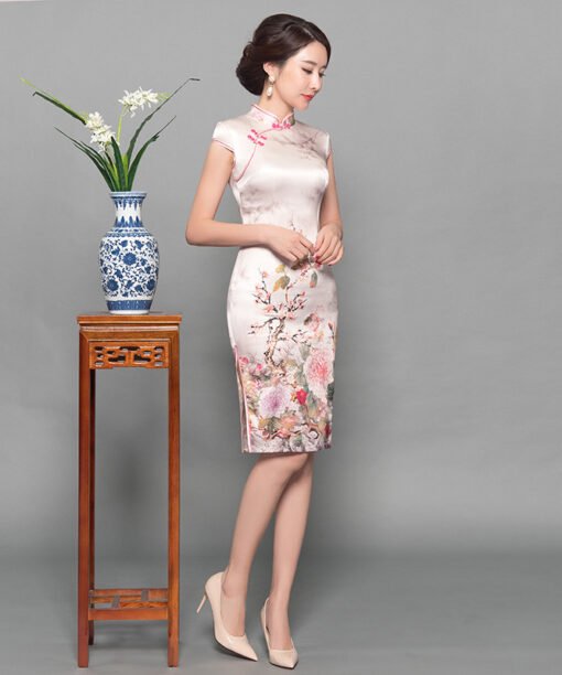 cheongsam dress pink 744-02