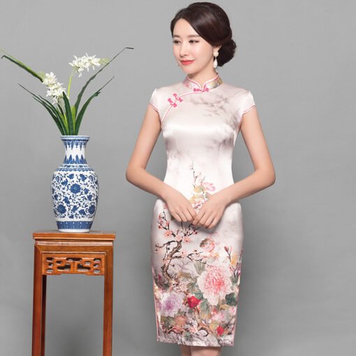 cheongsam dress pink 744-03