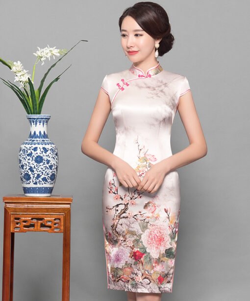 cheongsam dress pink 744-03