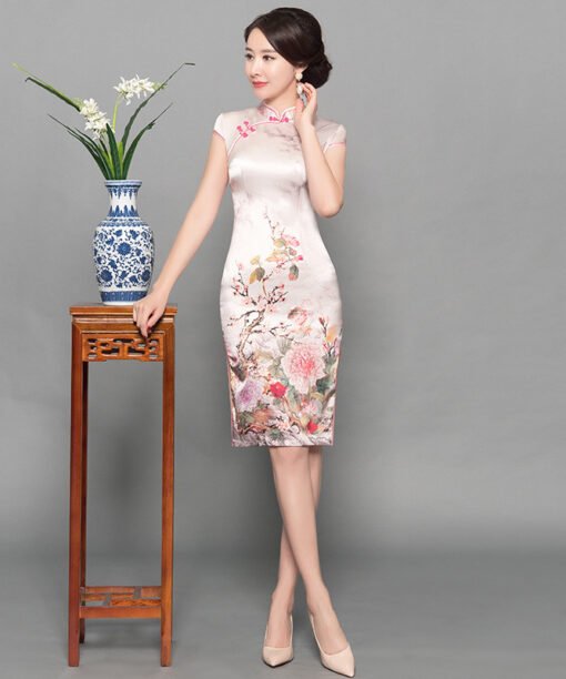 cheongsam dress pink 744-04