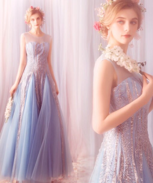 formal dress light blue 758-03