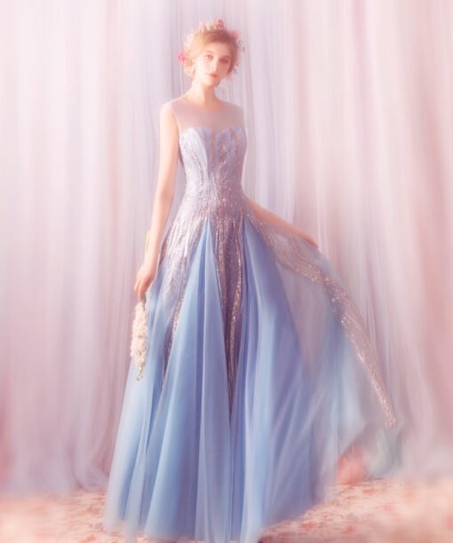 formal dress light blue 758-04
