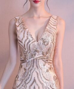 gold mermaid evening dress 751-04