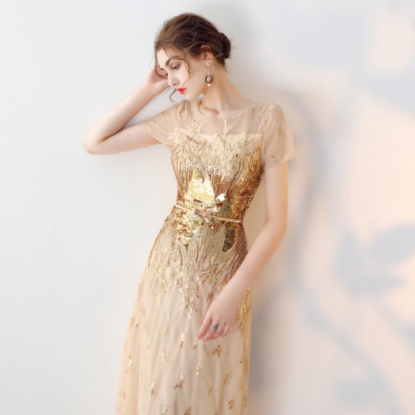 gold prom dress cheap 0723-01