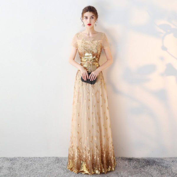 gold prom dress cheap 0723-02