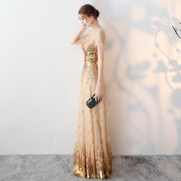 gold prom dress cheap 0723-03