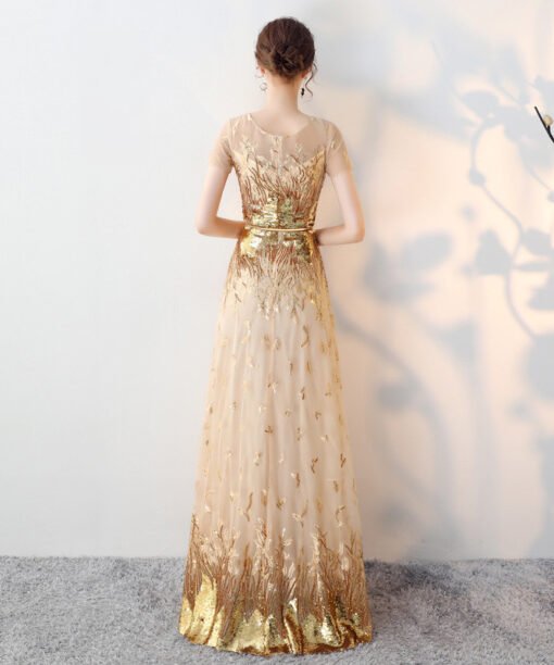 gold prom dress cheap 0723-05