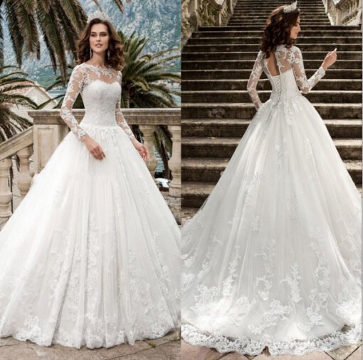 lace wedding dress high neck 0714-01
