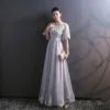 light grey bridesmaid dress 753-01