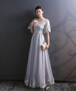 light grey bridesmaid dress 753-01