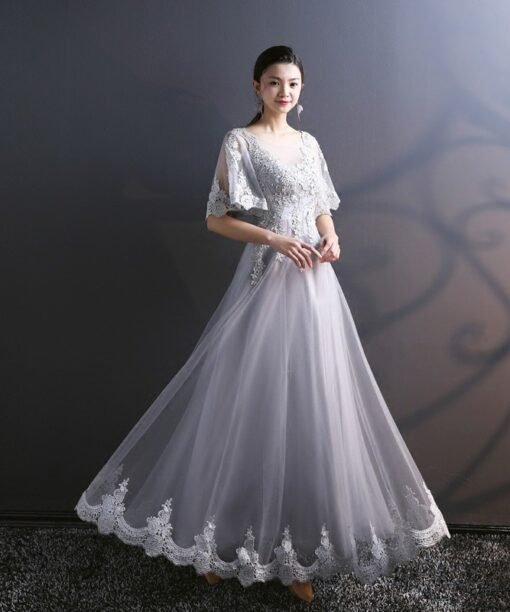 light grey bridesmaid dress 753-05