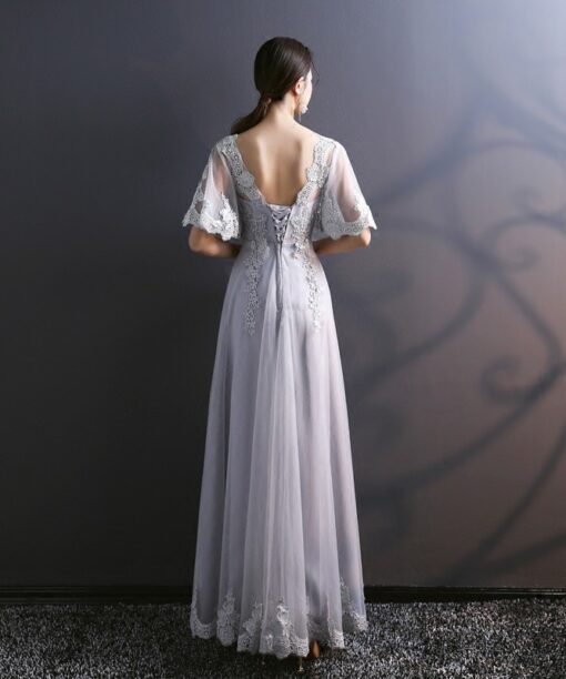 light grey bridesmaid dress 753-05