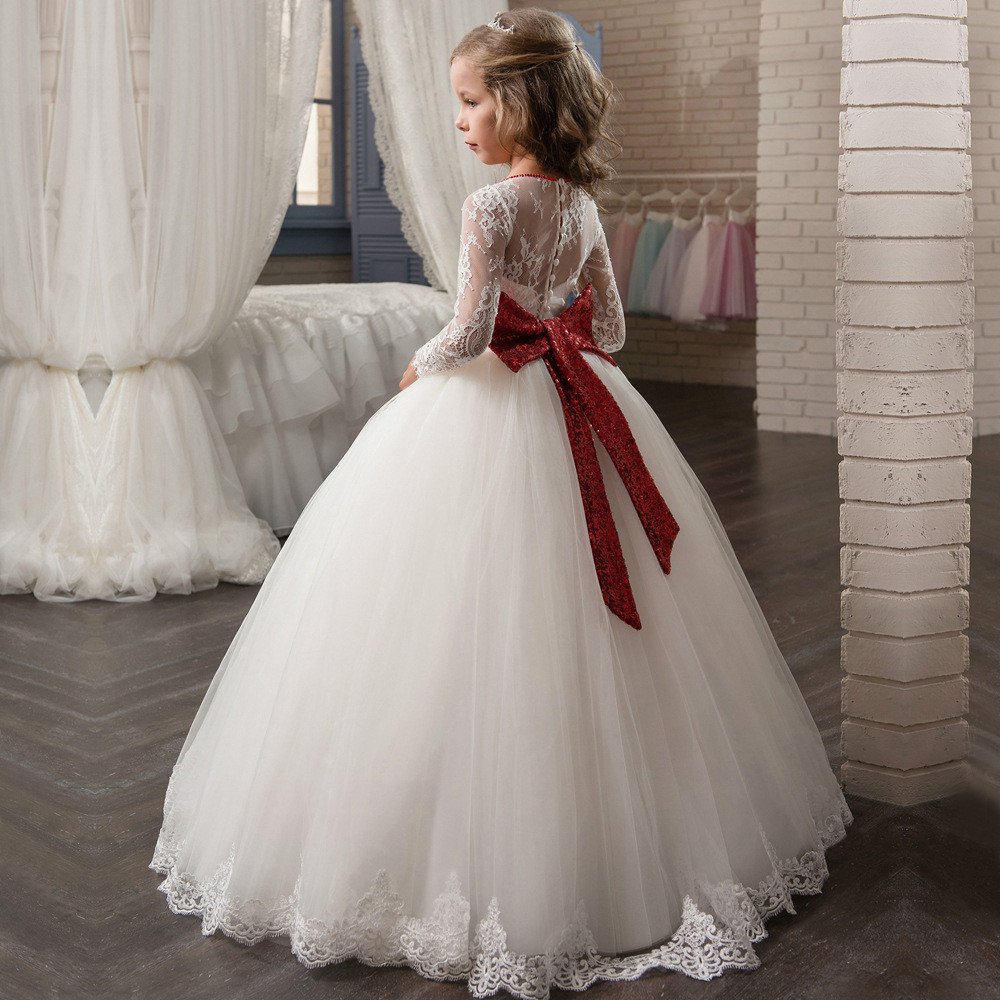 flower girl dresses white and burgundy