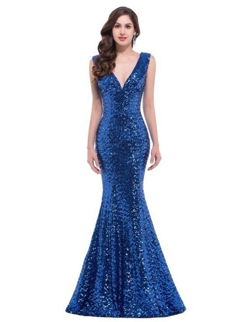 Mermaid Prom Dress Under 100 V Neck Sleeveless Paillette - Image 5