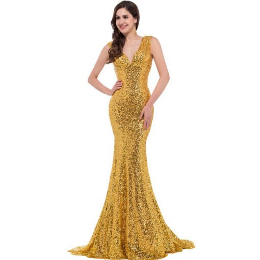 Mermaid Prom Dress Under 100 V Neck Sleeveless Paillette - Image 10