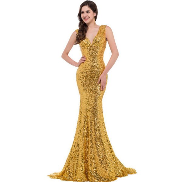 Mermaid Prom Dress Under 100 V Neck Sleeveless Paillette - Image 10