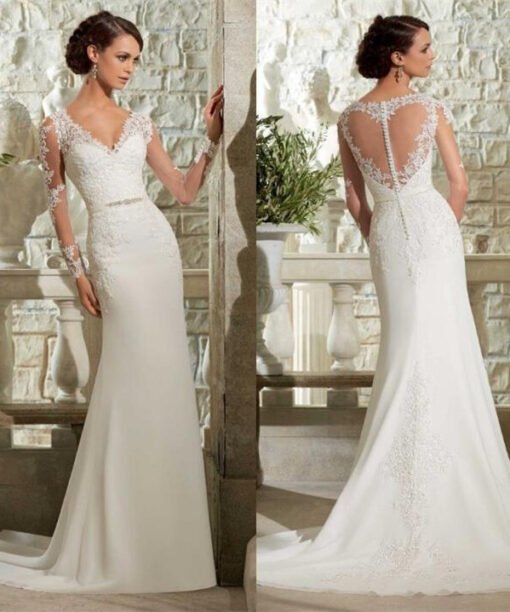 mermaid wedding dress lace 0712-01