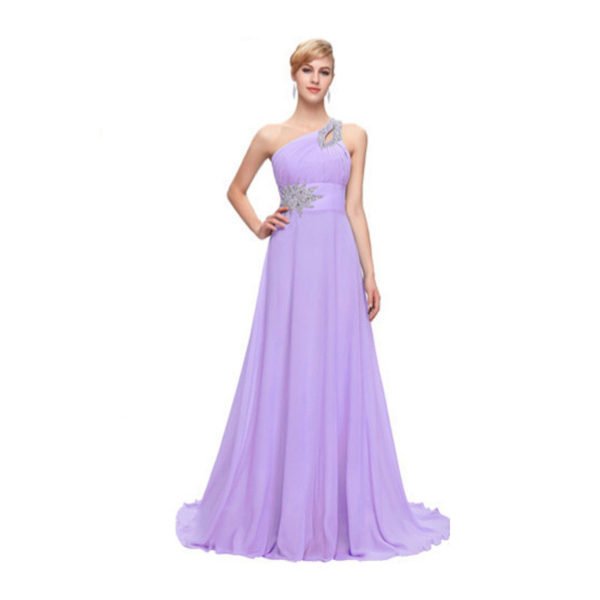 One Shoulder Bridesmaid Dress Long A Line Beading Sale - Image 11