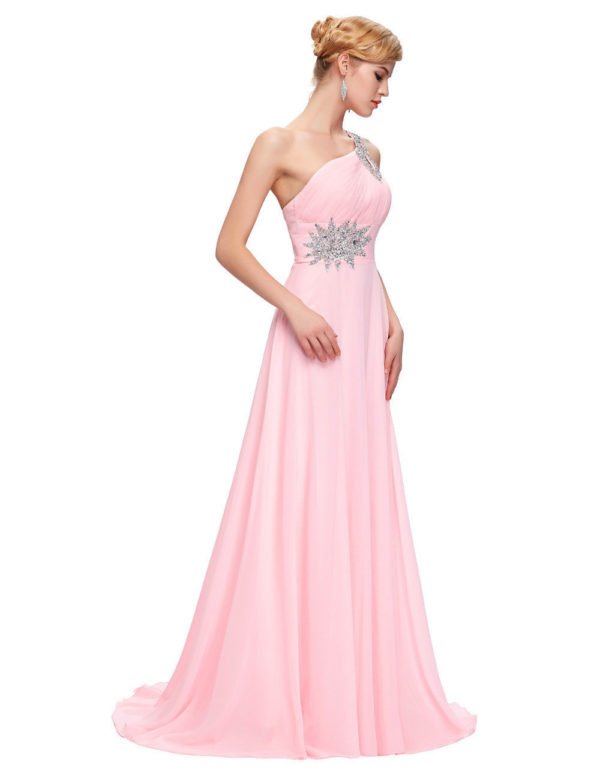 One Shoulder Bridesmaid Dress Long A Line Beading Sale - Image 10