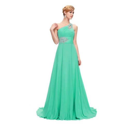 One Shoulder Bridesmaid Dress Long A Line Beading Sale - Image 7
