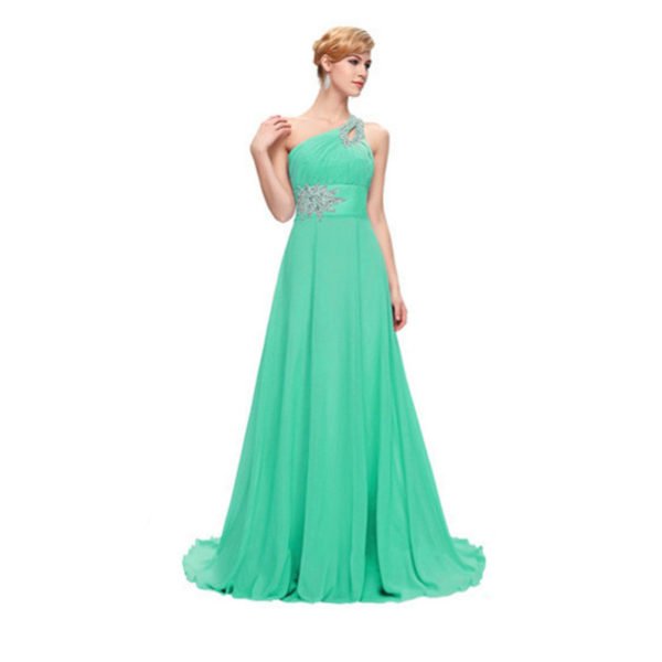 One Shoulder Bridesmaid Dress Long A Line Beading Sale - Image 7