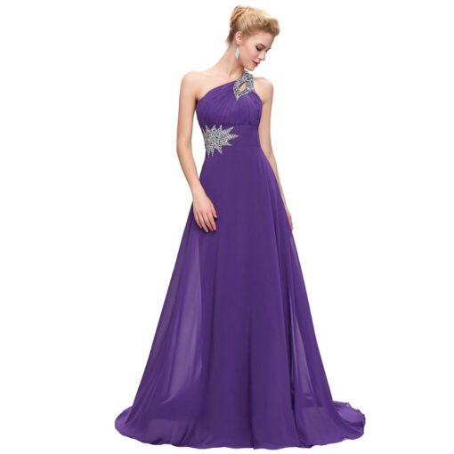 One Shoulder Bridesmaid Dress Long A Line Beading Sale - Image 6