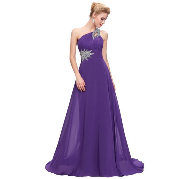 One Shoulder Bridesmaid Dress Long A Line Beading Sale - Image 6