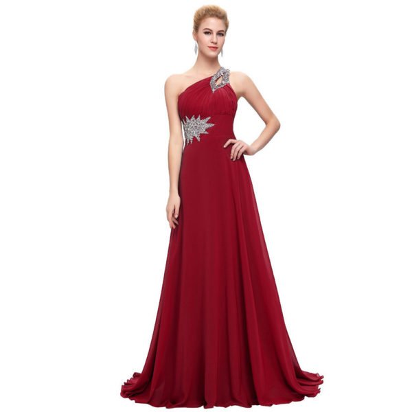 One Shoulder Bridesmaid Dress Long A Line Beading Sale - Image 4