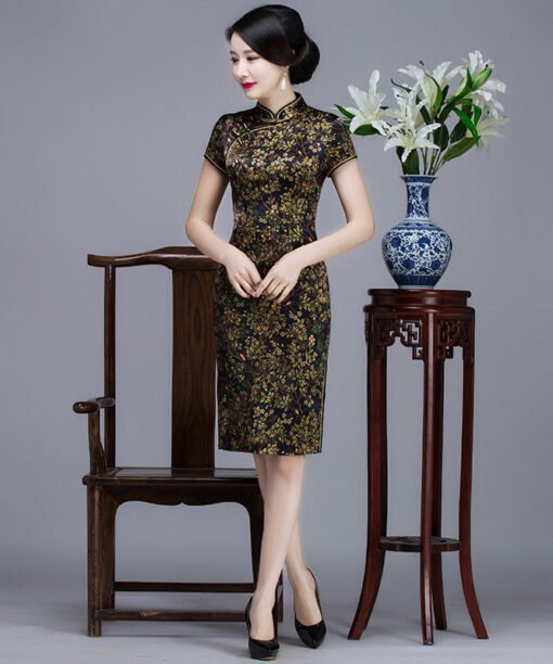 qipao dress real silk 743-03