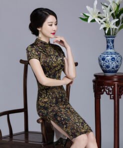qipao dress real silk 743-04