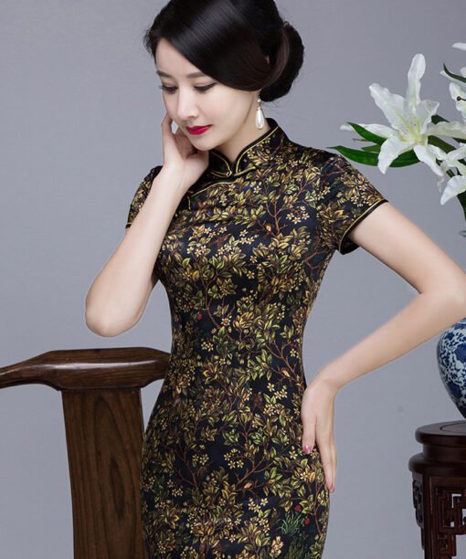 qipao dress real silk 743-05
