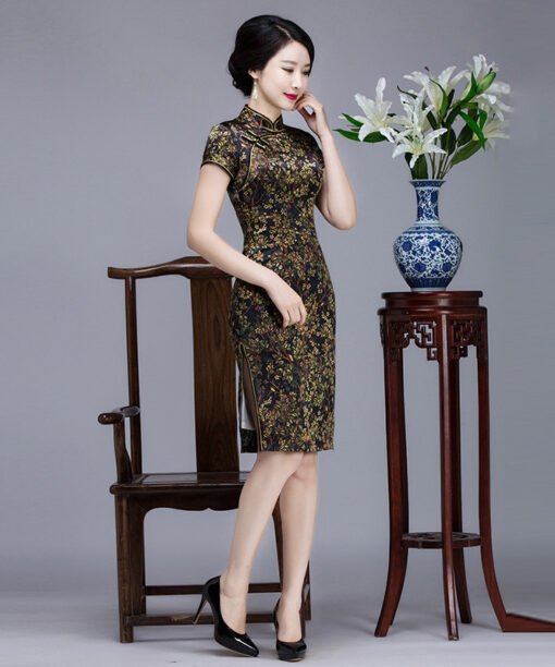 qipao dress real silk 743-06