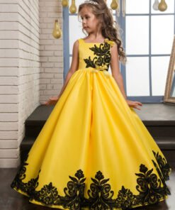 yellow flower girl dress-0616-01