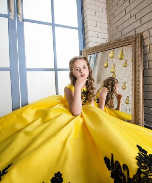 yellow flower girl dress-0616-03