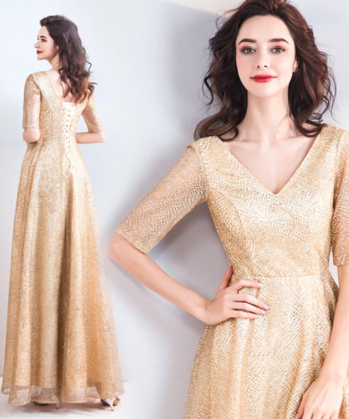 gold evening gown 787-03