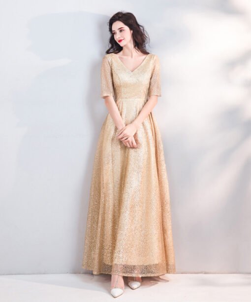 gold evening gown 787-04