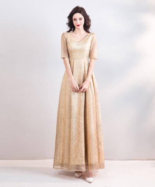 gold evening gown 787-06