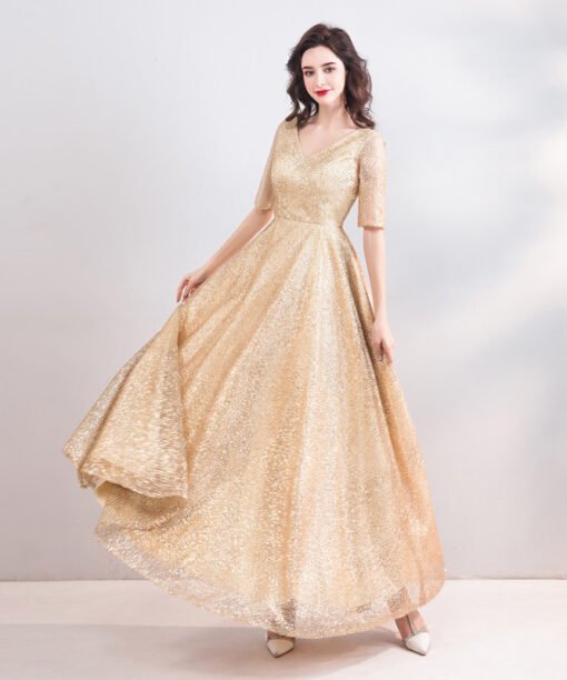 gold evening gown 787-07