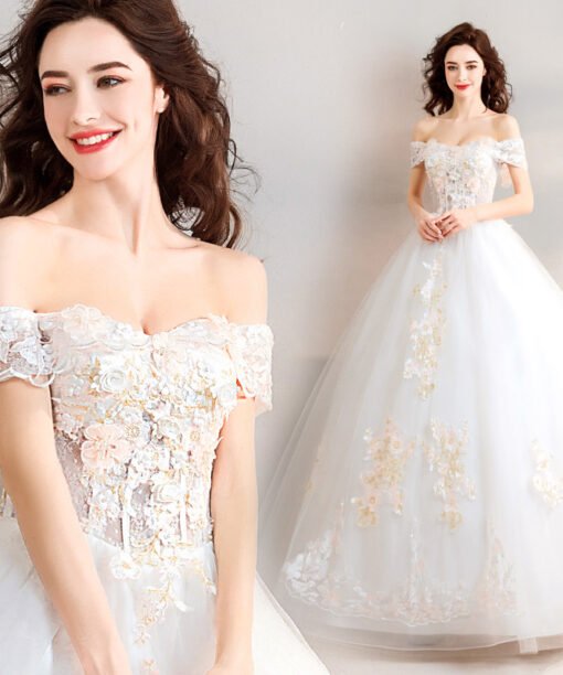 off the shoulder wedding dress 772-07