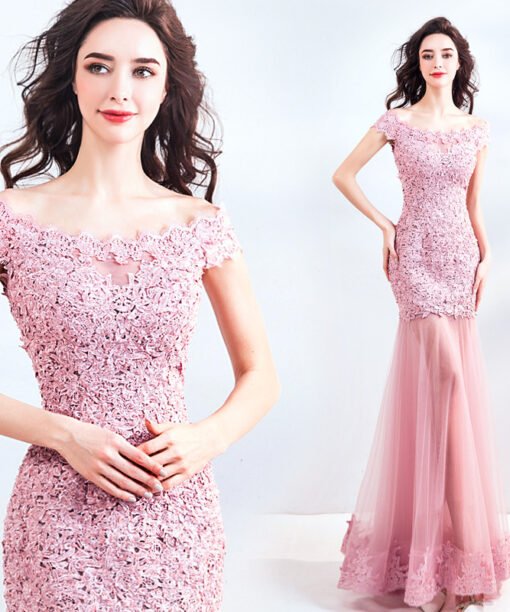 pink mermaid prom dress 773-05