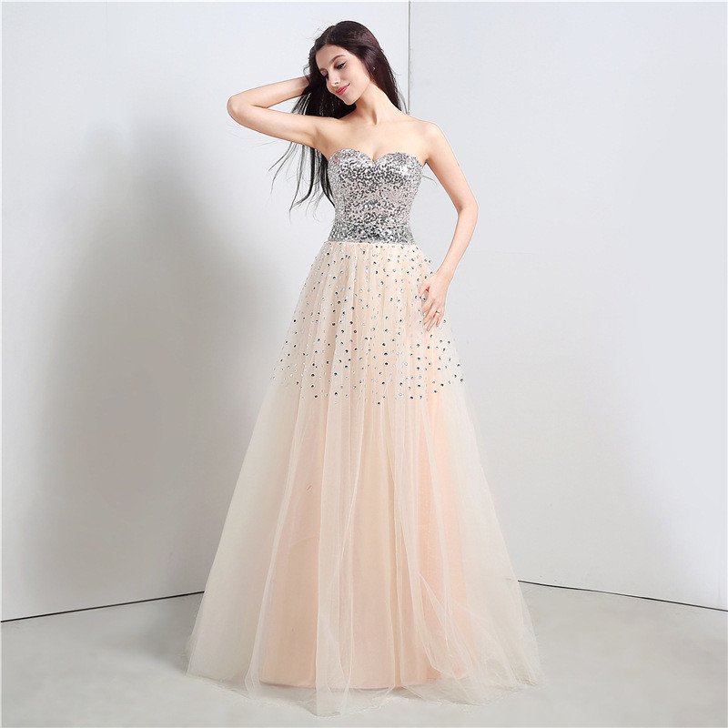 Prom Dress Cheap Strapless A Line Long Party Dress