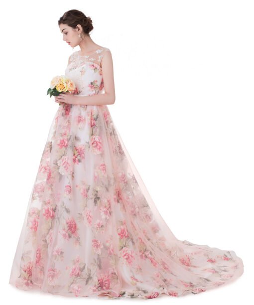 prom dress flower pink 779-02