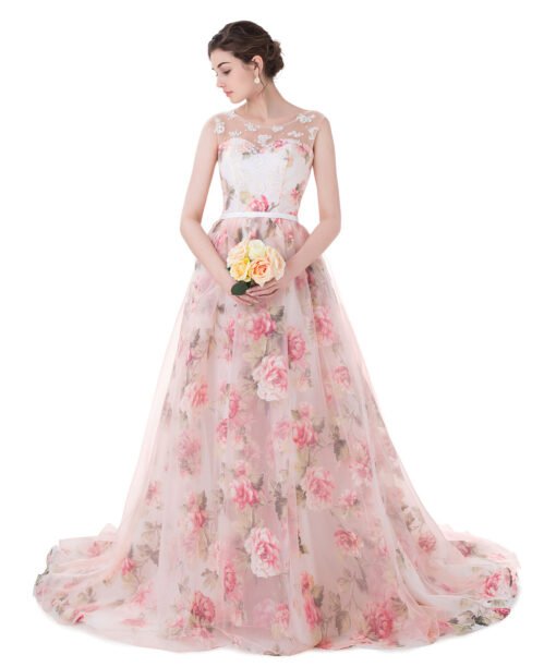 prom dress flower pink 779-04