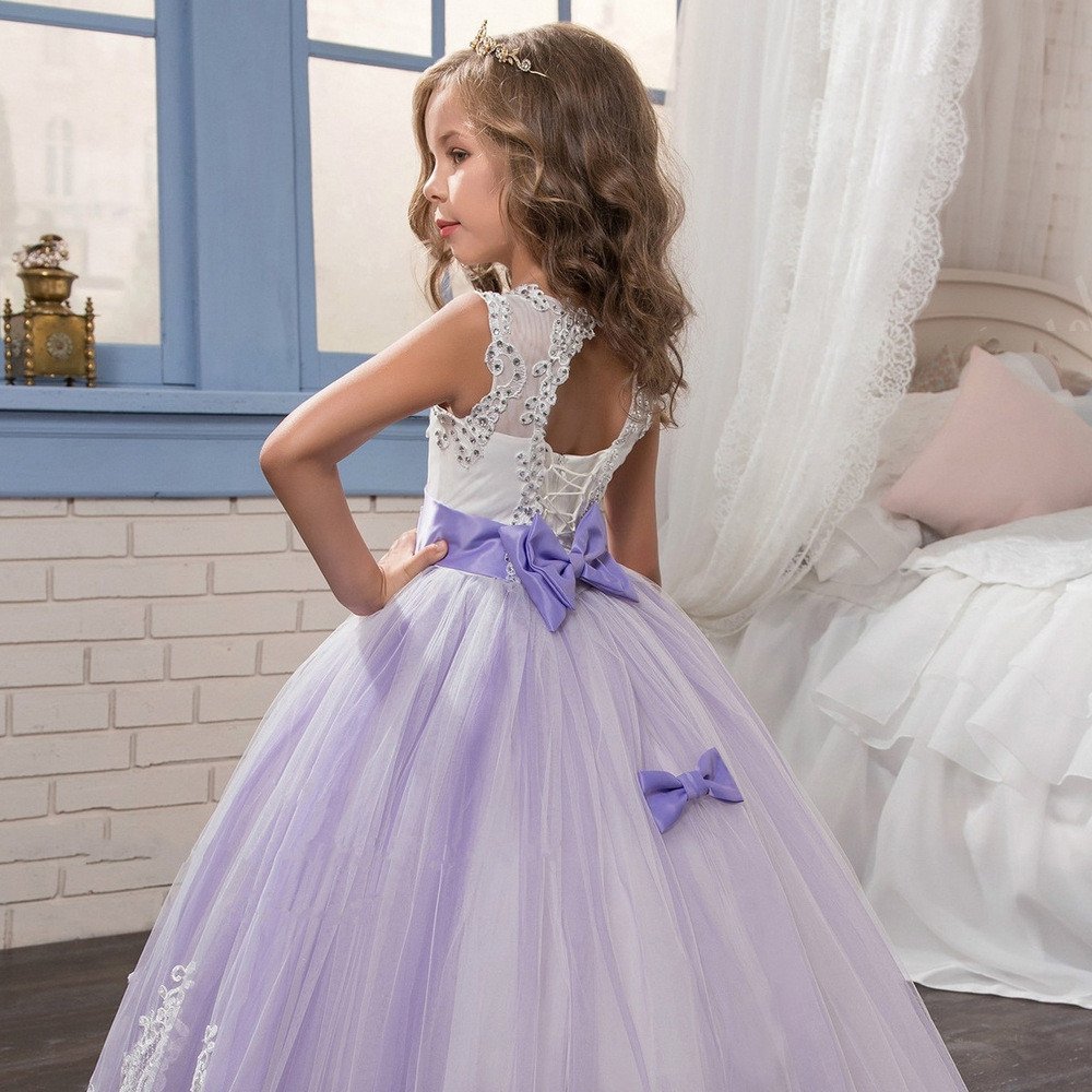 White and plum flower on sale girl dresses