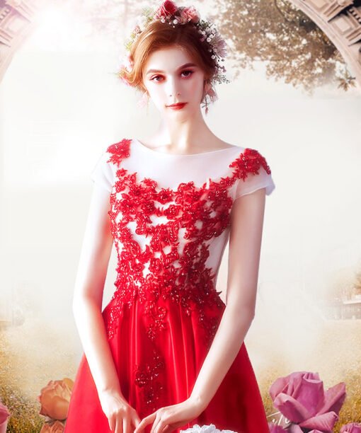 red lace prom dress 769-02